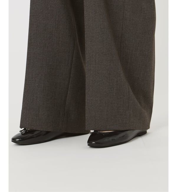 IENA「《セットアップ対応/予約》ウォッシャブル シャークツイードセミワイドパンツ」|スラックス|