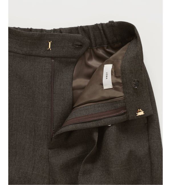 IENA「《セットアップ対応/予約》ウォッシャブル シャークツイードセミワイドパンツ」|スラックス|