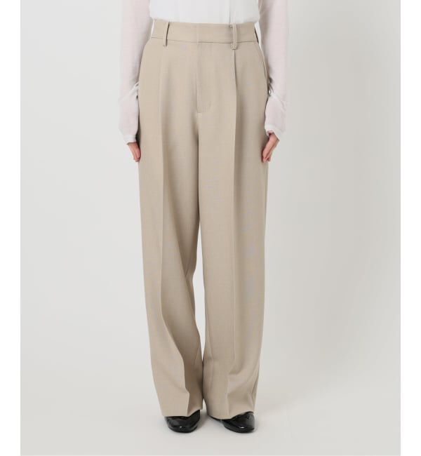 IENA「《セットアップ対応/予約》ウォッシャブル シャークツイードセミワイドパンツ」|スラックス|