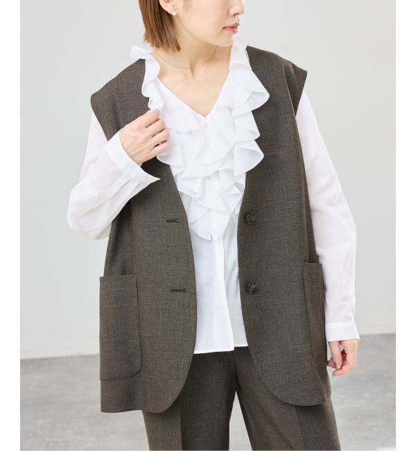 IENA「《セットアップ対応/予約》ウォッシャブル シャークツイード ジレ」|その他|