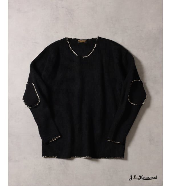 J.S.Homestead「J.S.Homestead / ブランケット ステッチ リブ ニット」|ニット・セーター|ブラック