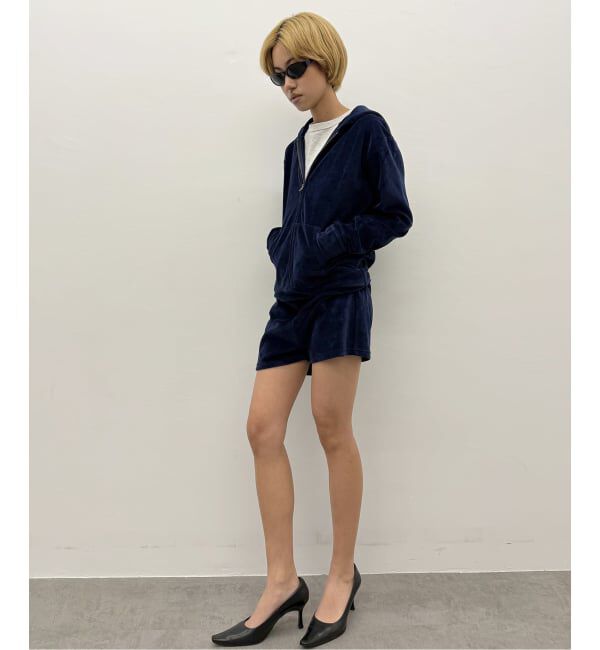 Oriens JOURNAL STANDARD「ベロアフーディーロンパース」|オールインワン|ネイビー