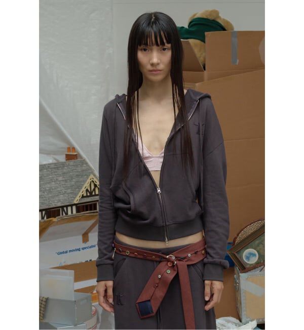 Oriens JOURNAL STANDARD「【OPEN YY / オープンワイワイ】 Knitted SLANT ZIP HOODIE」|パーカー|ブラック