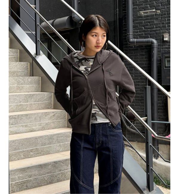 Oriens JOURNAL STANDARD「【OPEN YY / オープンワイワイ】 Knitted SLANT ZIP HOODIE」|パーカー|