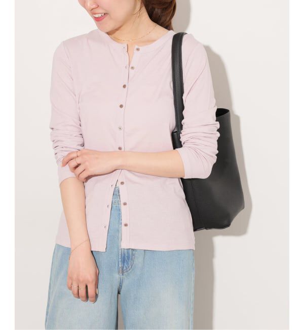 JOURNAL STANDARD relume「《予約》リネンミックスクルーネックカーディガン」|カーディガン|ピンク