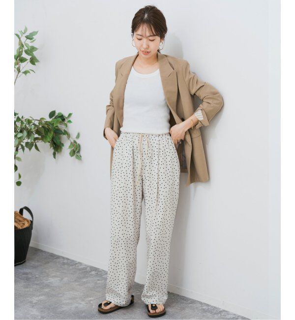 Spick and Span「《WEB限定 / 追加》ドットプリントイージーストレートパンツ」|スラックス|