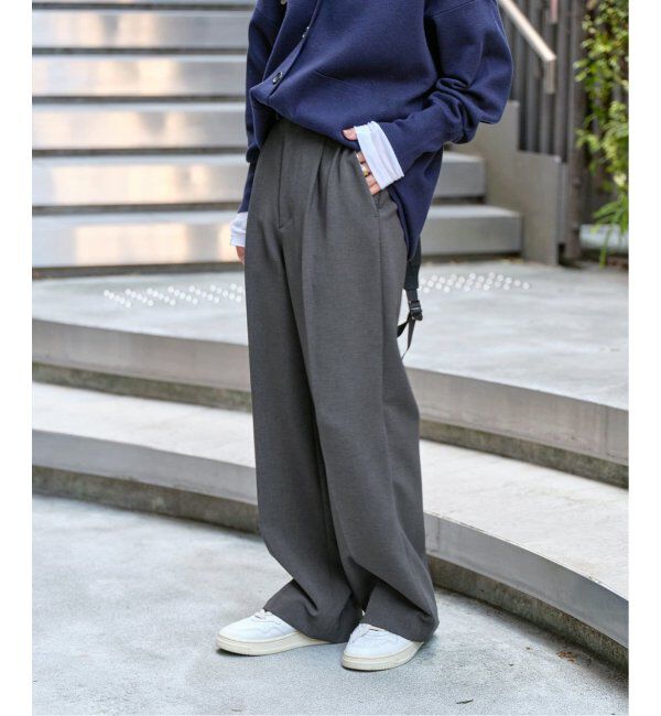 Spick and Span「《追加2》ダブルクロスツータックパンツ」|スラックス|