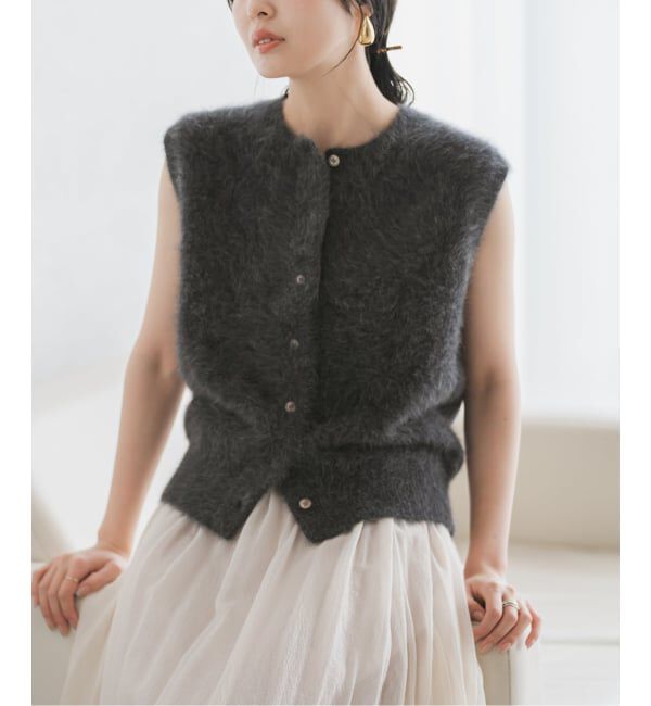 NOBLE「FOX/Caファーニットフロントボタンベスト」|ベスト・ジレ|