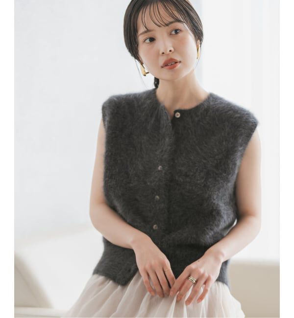 NOBLE「FOX/Caファーニットフロントボタンベスト」|ベスト・ジレ|