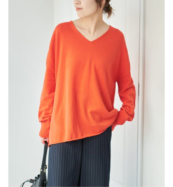 Spick and Span「コットンバルキーヤーンルーズVネックプルオーバー」|ニット・セーター|