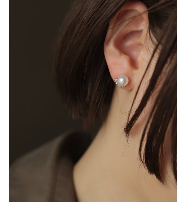 Lilas by Spick&Span「7mmパール*ホワイトトパーズピアス K10（両耳）」|ピアス|