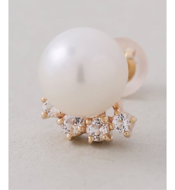 Lilas by Spick&Span「7mmパール*ホワイトトパーズピアス K10（両耳）」|ピアス|