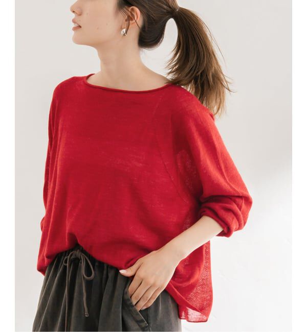 FRAMeWORK「≪手洗い可≫ウォッシャブルアルパカミックスナイロンポンチョニット」|ニット・セーター|レッド