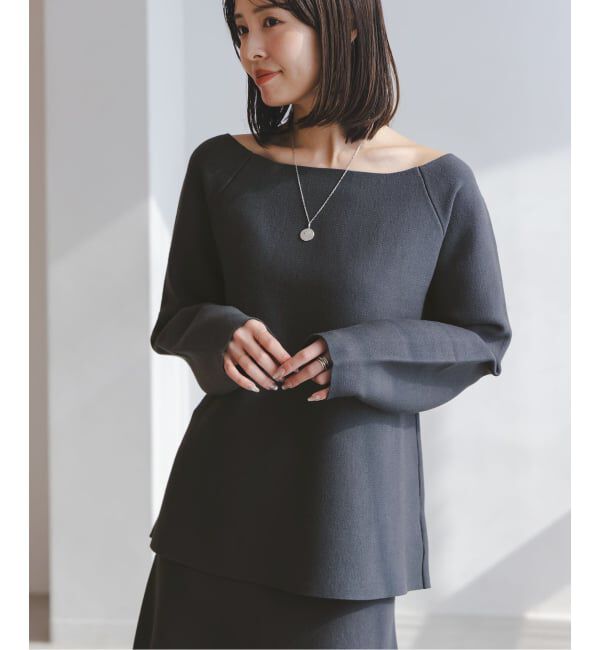 NOBLE「《セットアップ対応》ボートネックスムースニット」|ニット・セーター|グレー