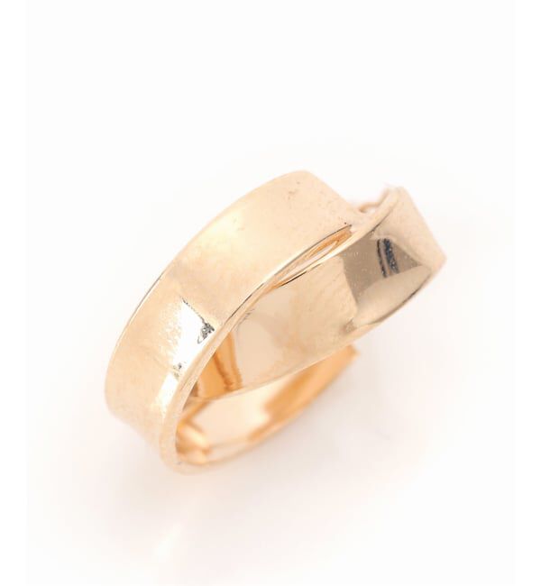 Lilas by Spick&Span「ワイドラインクロスフープピアス K10（両耳）」|ピアス|