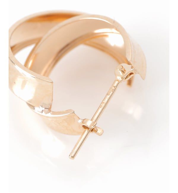 Lilas by Spick&Span「ワイドラインクロスフープピアス K10（両耳）」|ピアス|