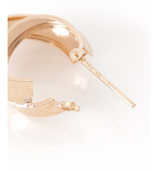 Lilas by Spick&Span「ワイドラインクロスフープピアス K10（両耳）」|ピアス|