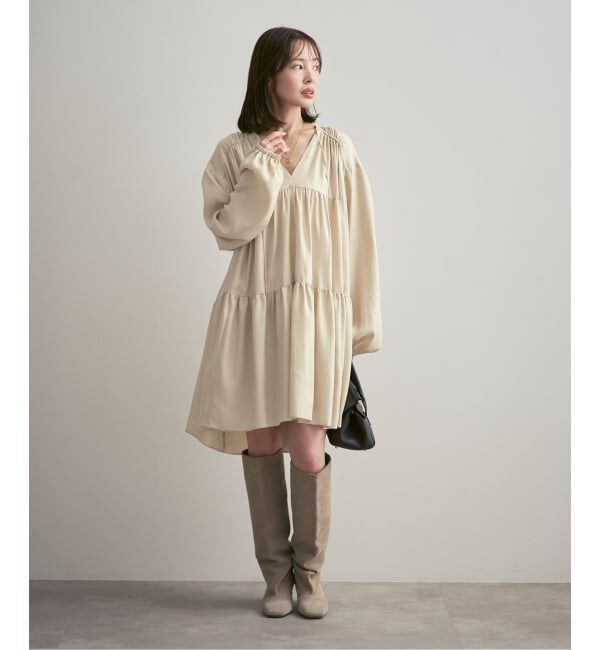 NOBLE「ヴィンテージツイルギャザーミニワンピース」|ワンピース|