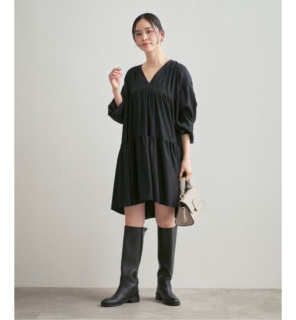 NOBLE「ヴィンテージツイルギャザーミニワンピース」|ワンピース|