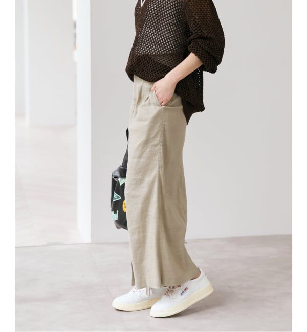 Spick and Span「《予約》リネンストレッチIラインスカート」|スカート|