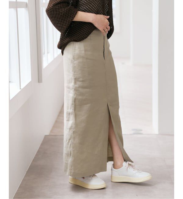 Spick and Span「《予約》リネンストレッチIラインスカート」|スカート|