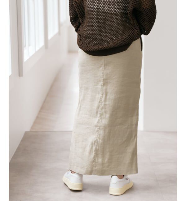 Spick and Span「《予約》リネンストレッチIラインスカート」|スカート|