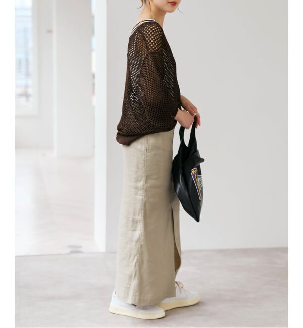 Spick and Span「《予約》リネンストレッチIラインスカート」|スカート|