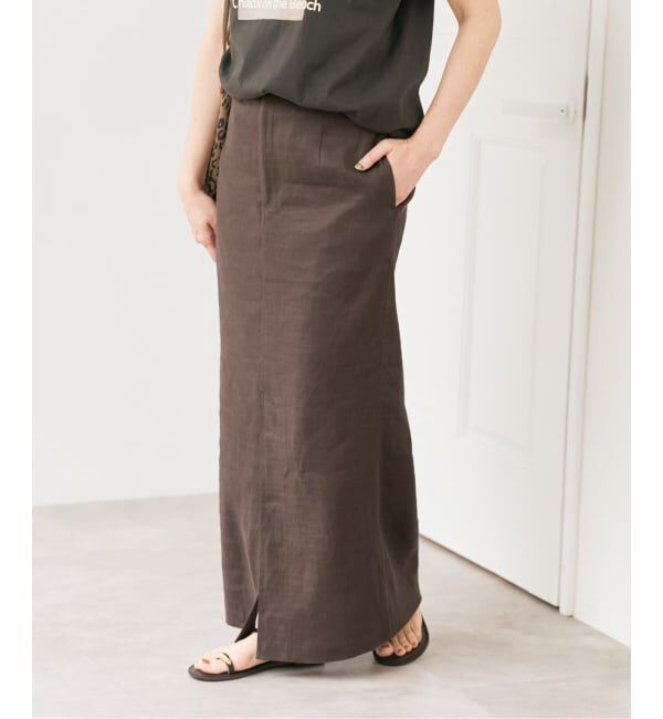 Spick and Span「《予約》リネンストレッチIラインスカート」|スカート|