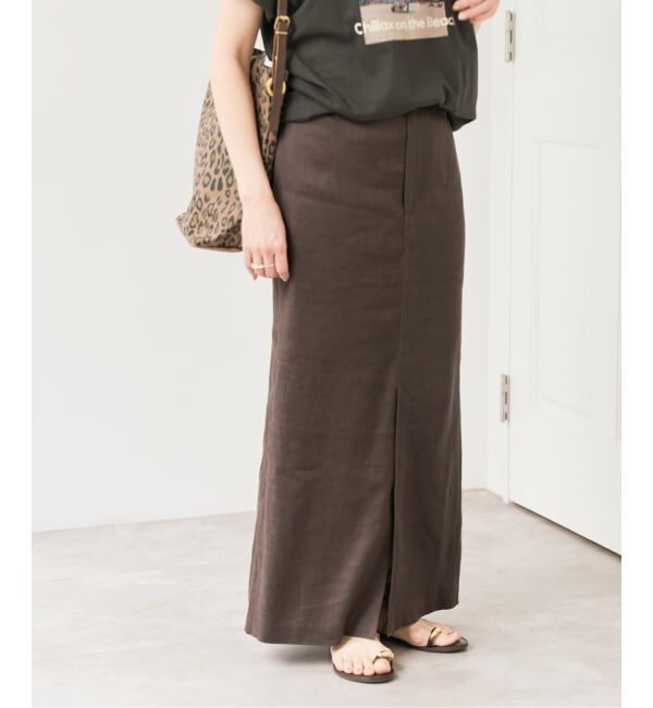 Spick and Span「《予約》リネンストレッチIラインスカート」|スカート|