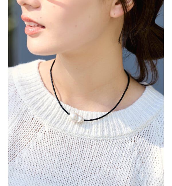 FRAMeWORK「≪予約≫PREEK/プリーク Baroque pearl stone line choker ネックレス」|ネックレス|ブラック