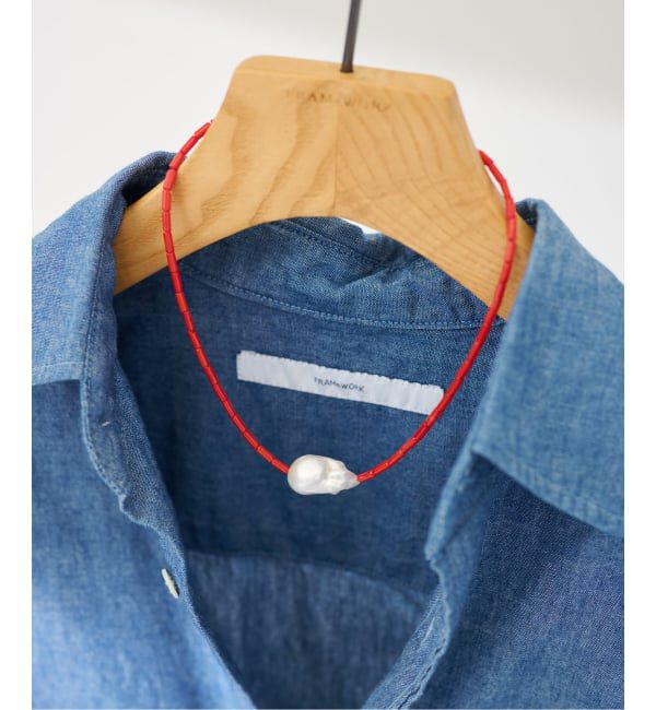 FRAMeWORK「≪予約≫PREEK/プリーク Baroque pearl stone line choker ネックレス」|ネックレス|レッド A