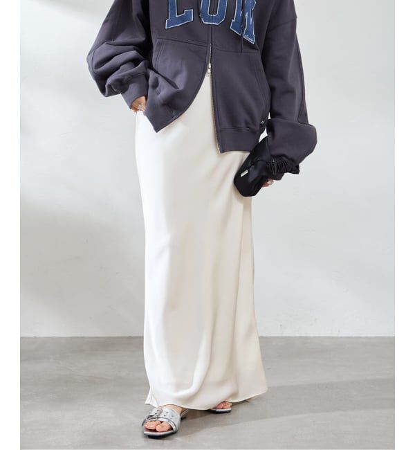 U by SPICK&SPAN「《追加》サテンロングスカート」|スカート|ホワイト E