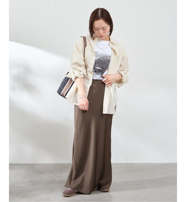 U by SPICK&SPAN「《追加》サテンロングスカート」|スカート|