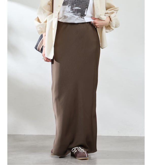 U by SPICK&SPAN「《追加》サテンロングスカート」|スカート|