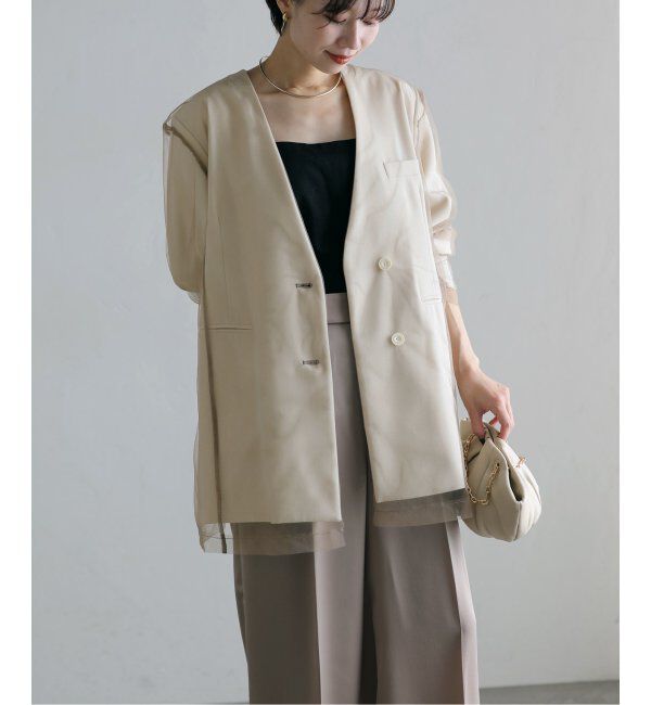  「レイヤードチュールジャケット」|その他|ベージュ