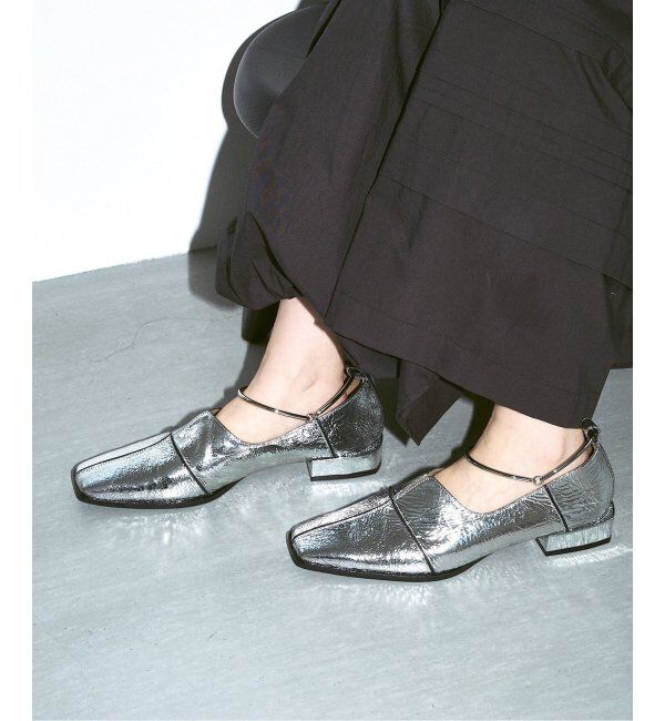  「《追加》GRISEレザースクエアクロスシームアンクルフラット」|その他|シルバー