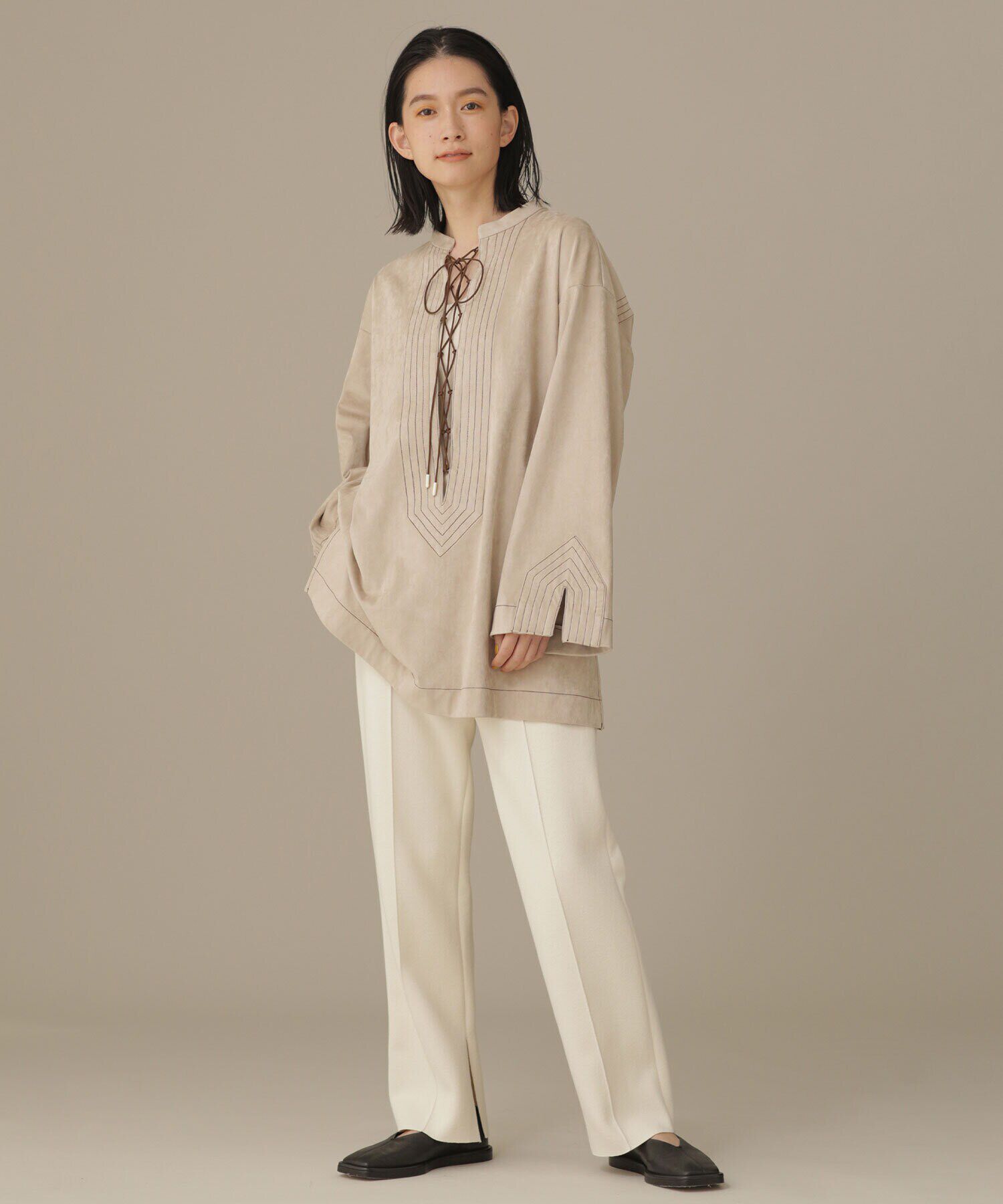 nano･universe「LB.03/レースアップカフタンブラウス」|シャツ・ブラウス|