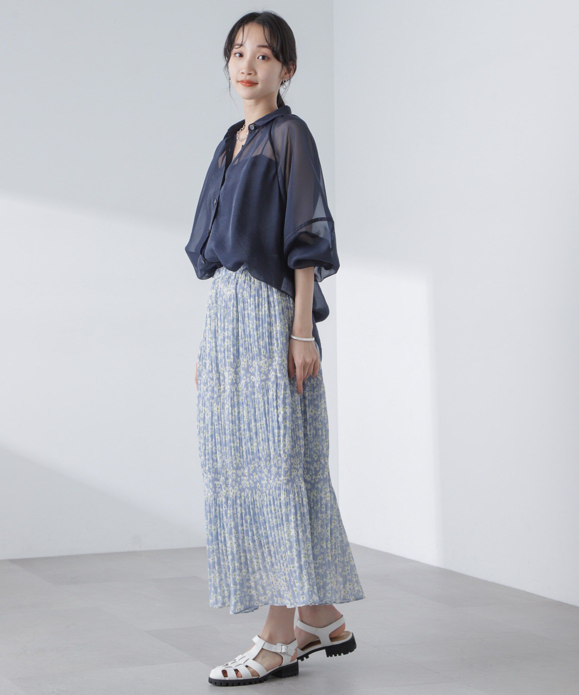 nano･universe「小花柄マジョリカプリーツスカート」|スカート|