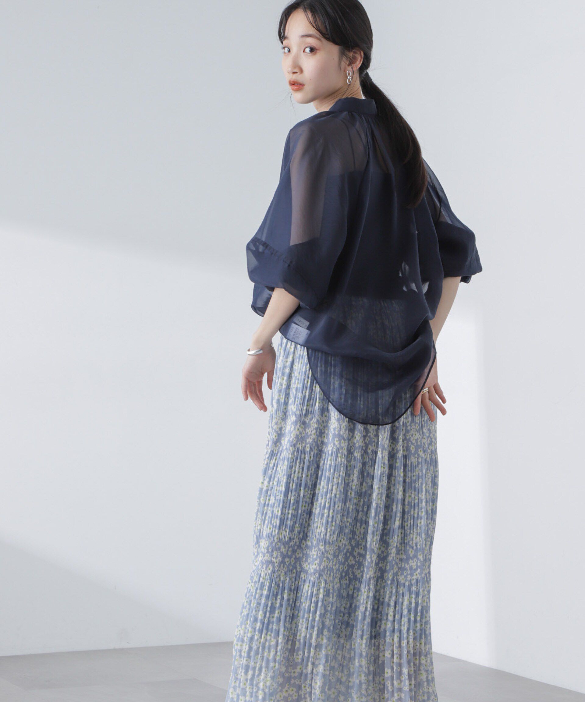 nano･universe「小花柄マジョリカプリーツスカート」|スカート|