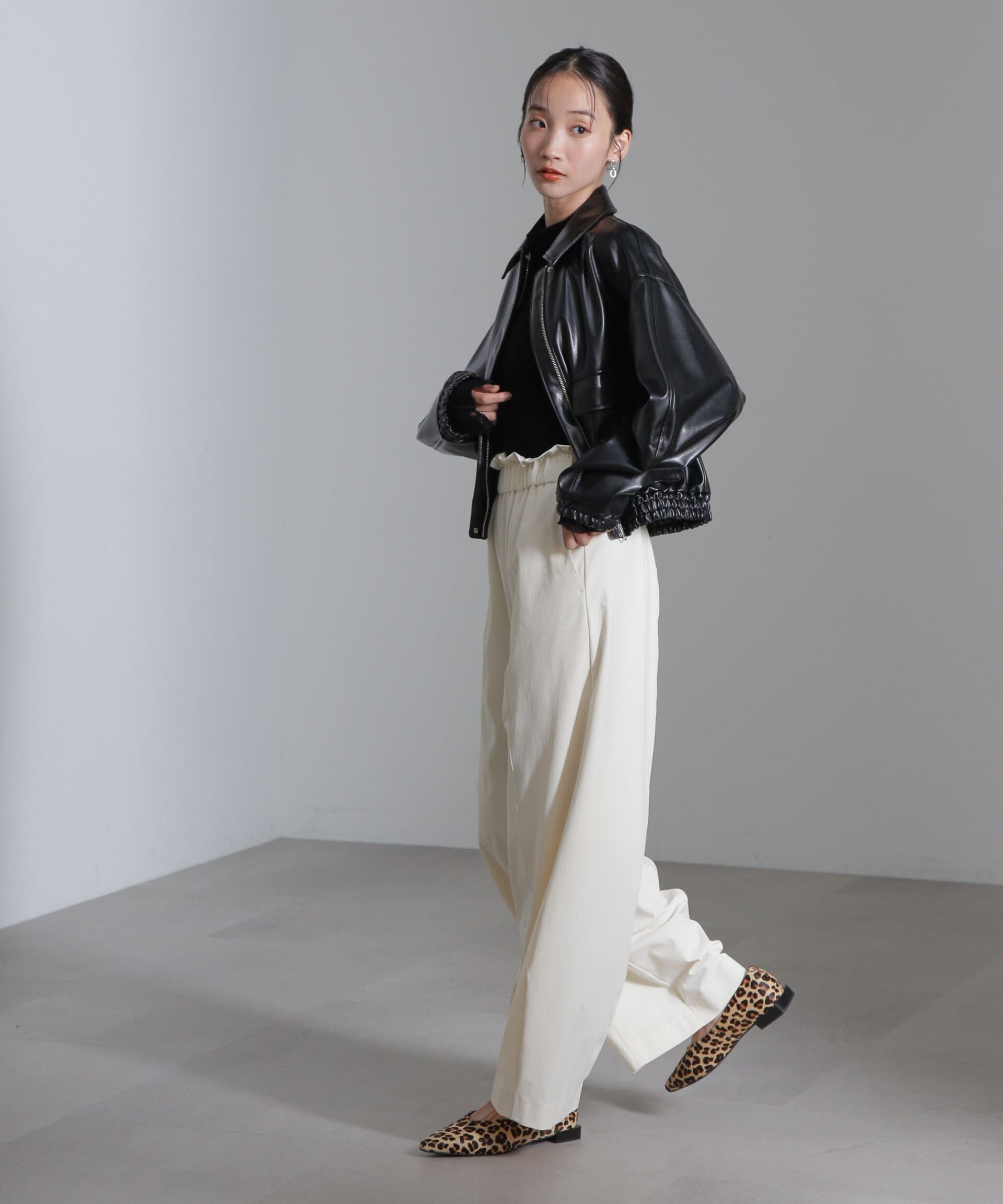 nano･universe「フェイクレザーショートブルゾン(セットアップ可)」|ブルゾン・スタジャン|