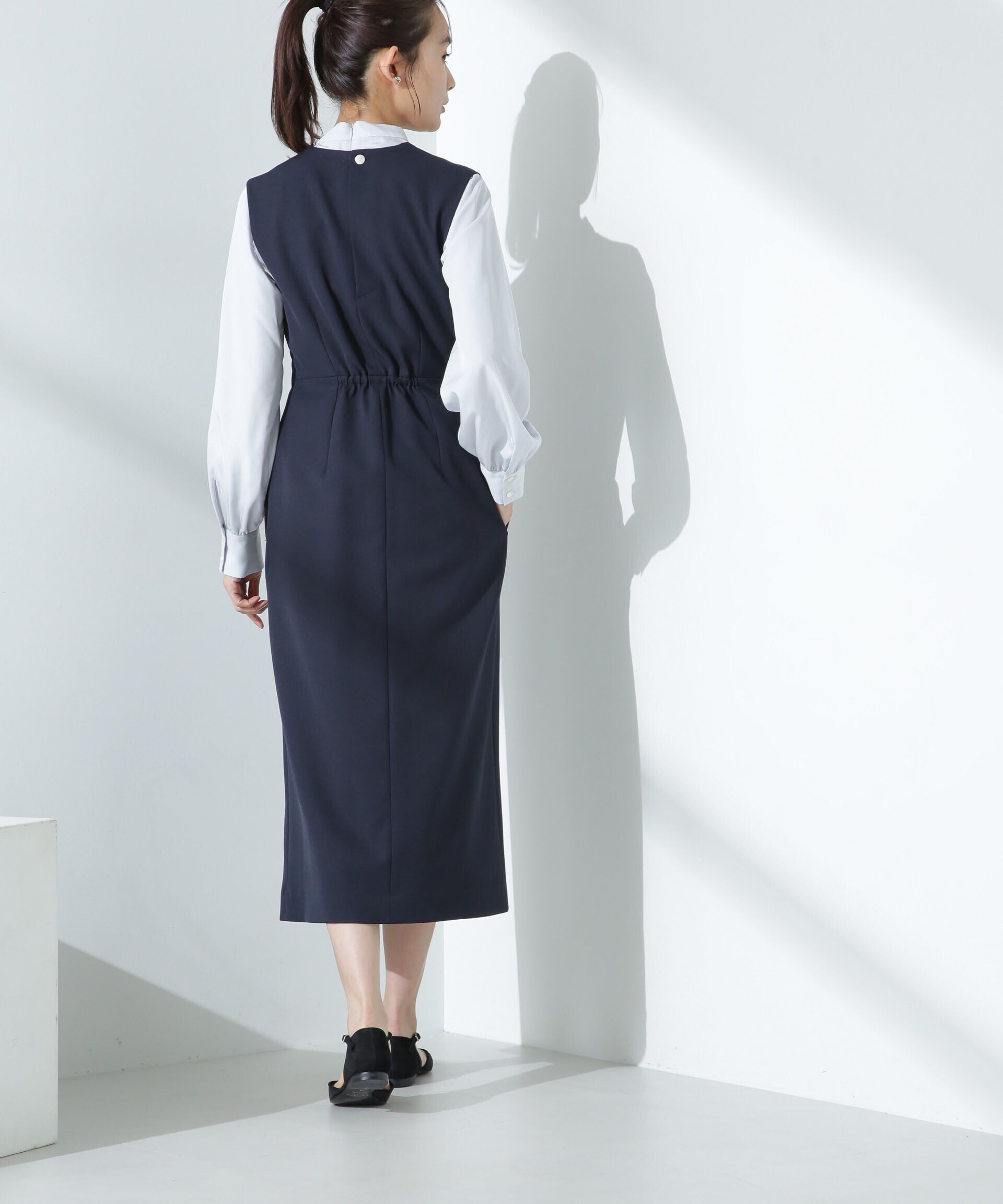 nano･universe「デイリーファンクション Vネックタックワンピース(セットアップ可)」|ワンピース|