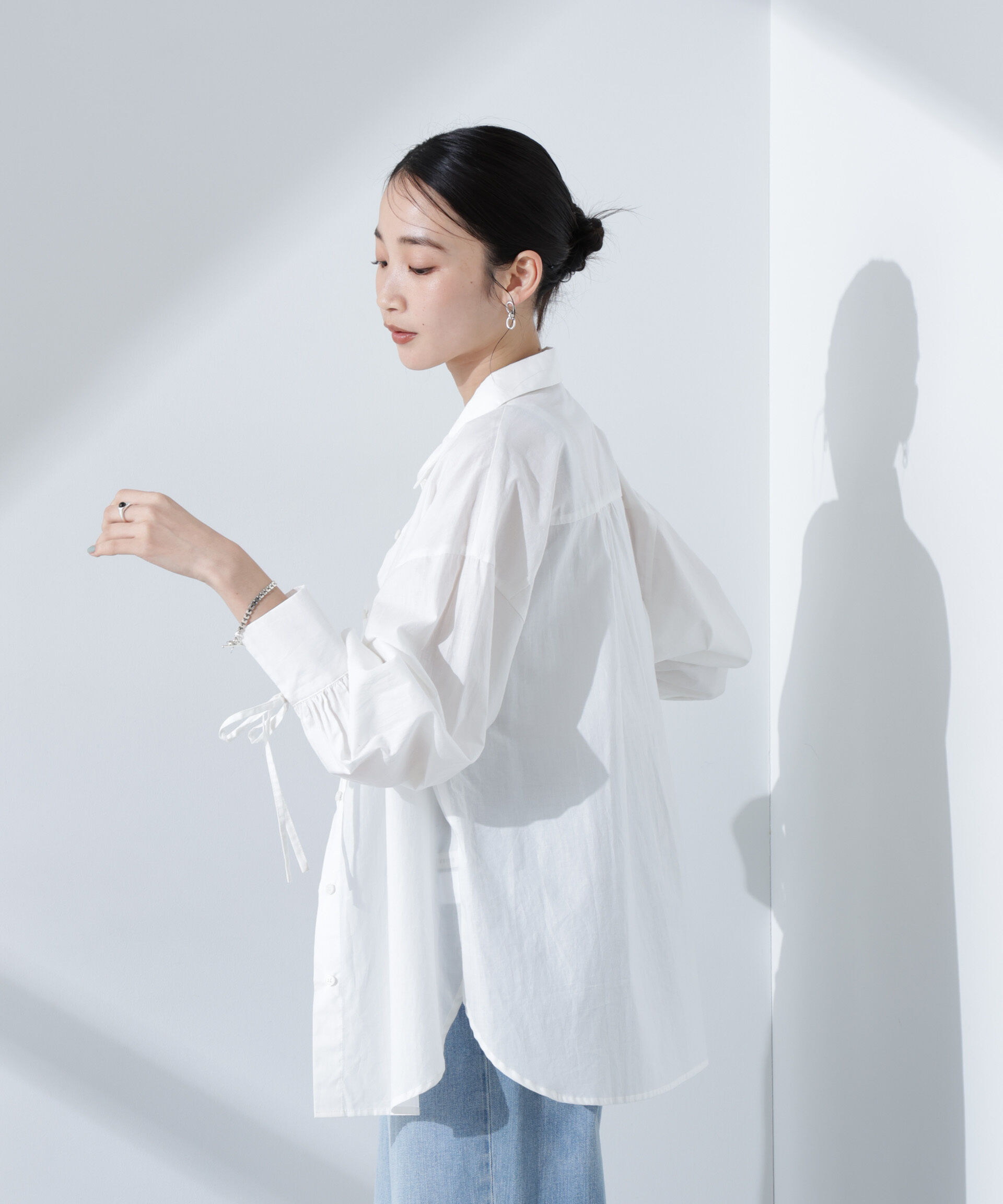 nano･universe「リボンスリーブシャツ」|シャツ・ブラウス|