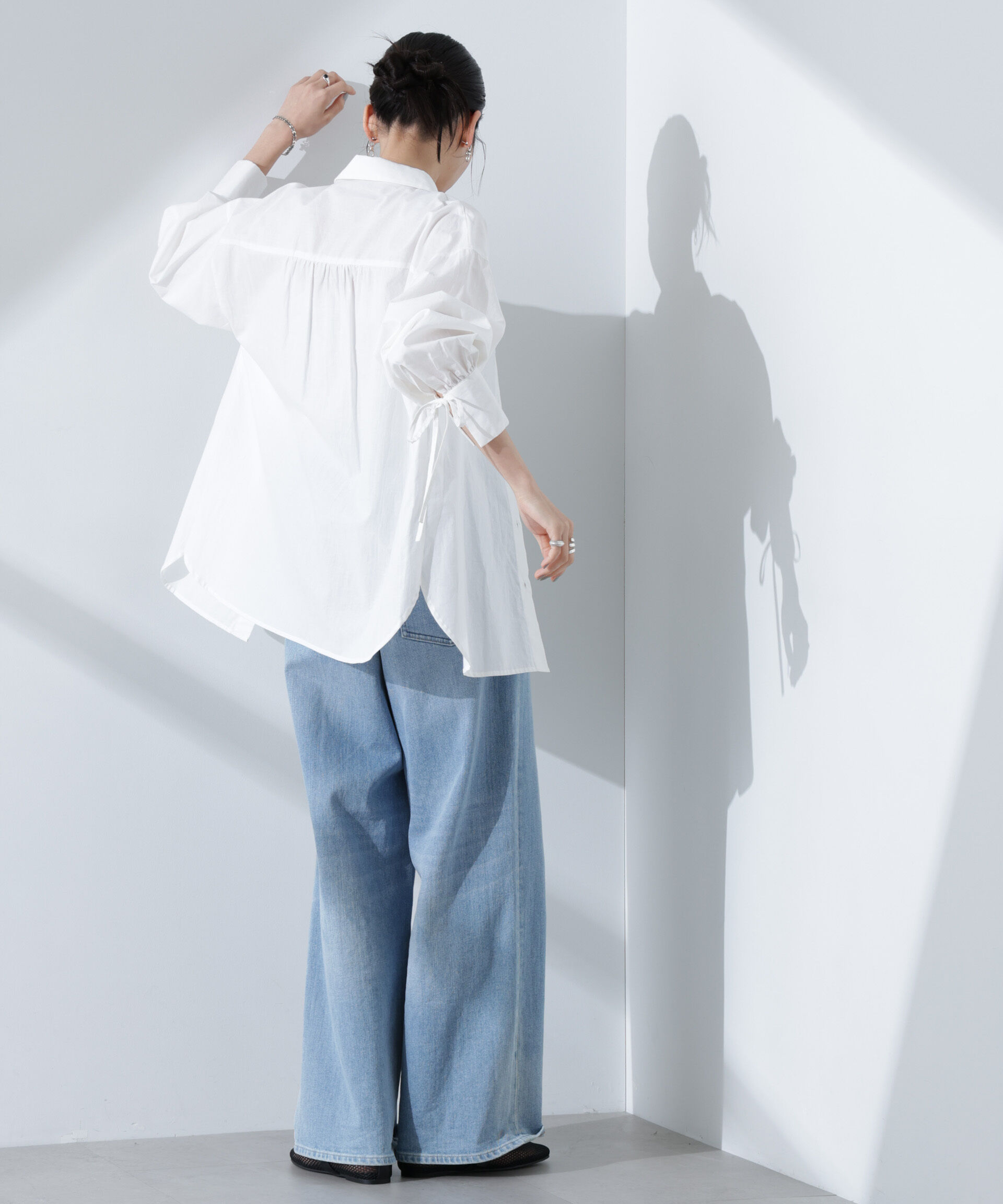 nano･universe「リボンスリーブシャツ」|シャツ・ブラウス|