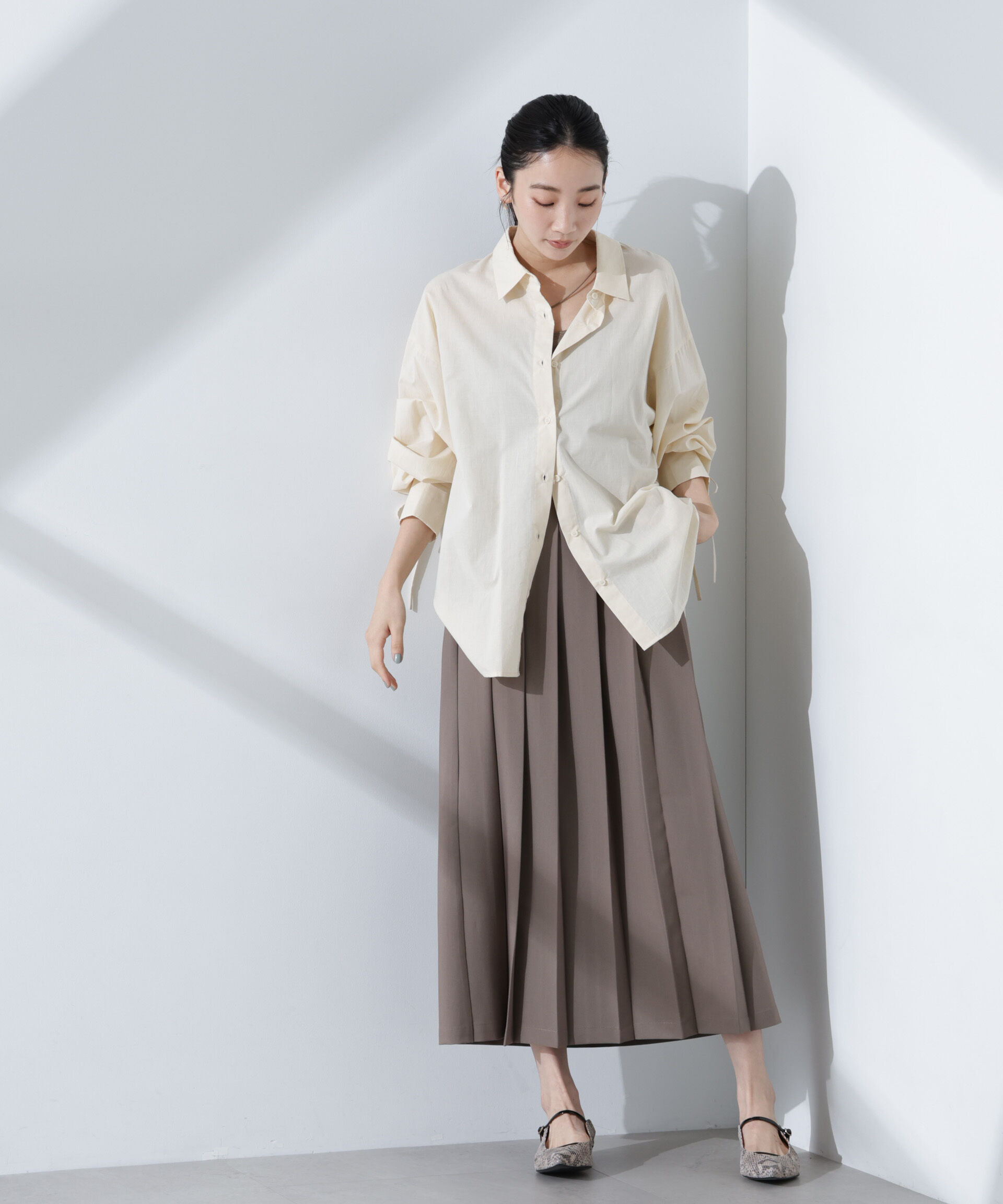 nano･universe「リボンスリーブシャツ」|シャツ・ブラウス|