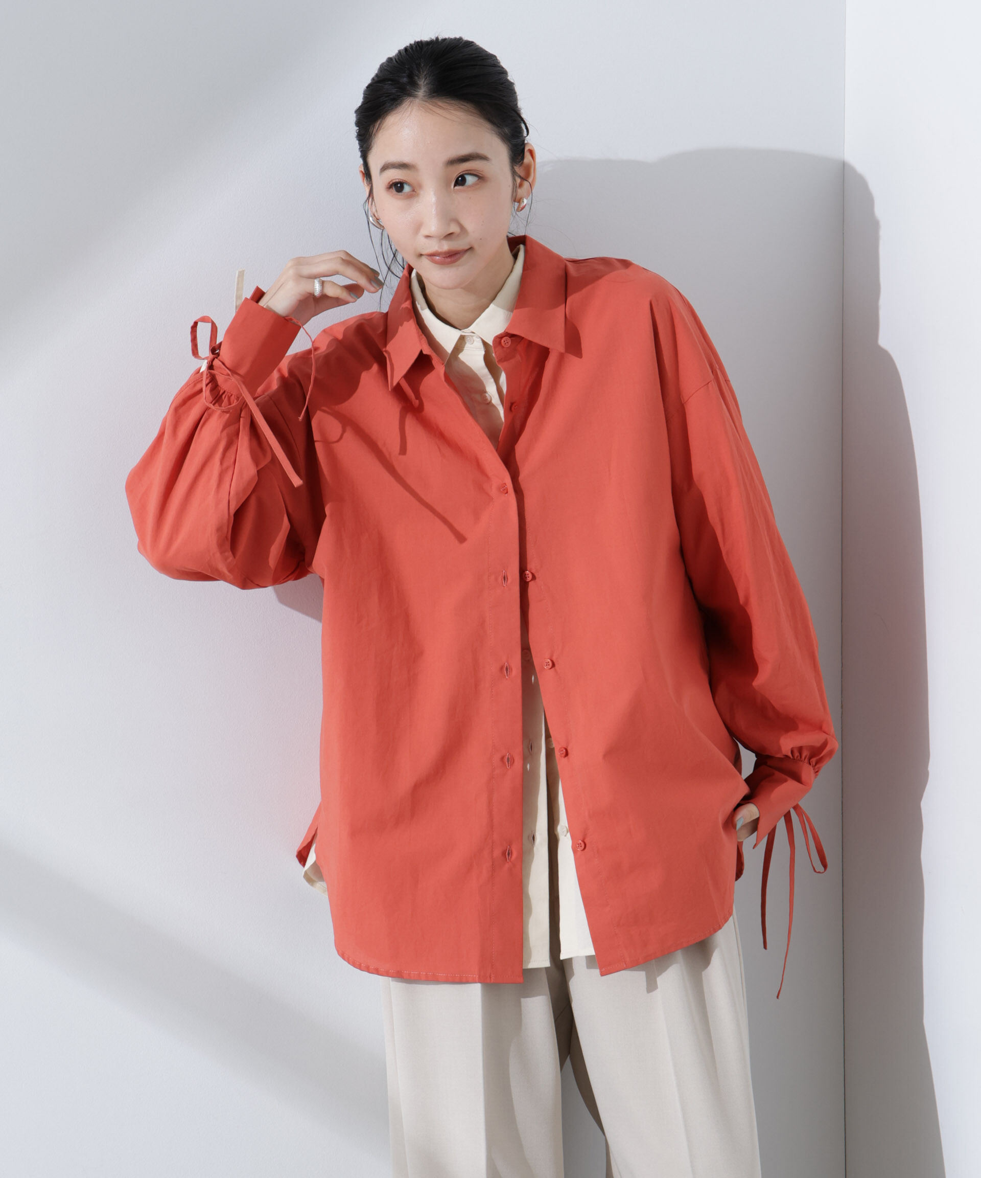 nano･universe「リボンスリーブシャツ」|シャツ・ブラウス|