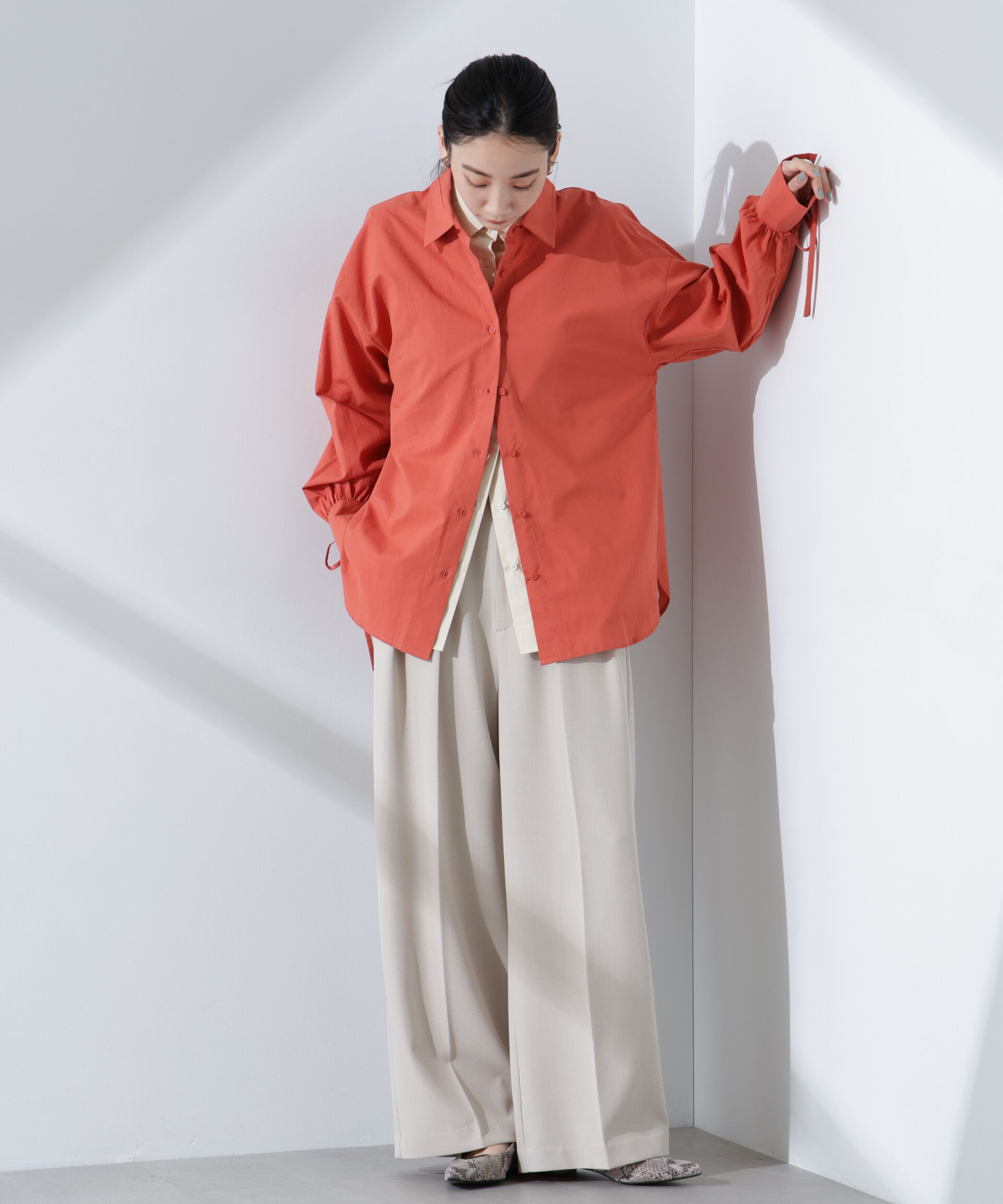 nano･universe「リボンスリーブシャツ」|シャツ・ブラウス|