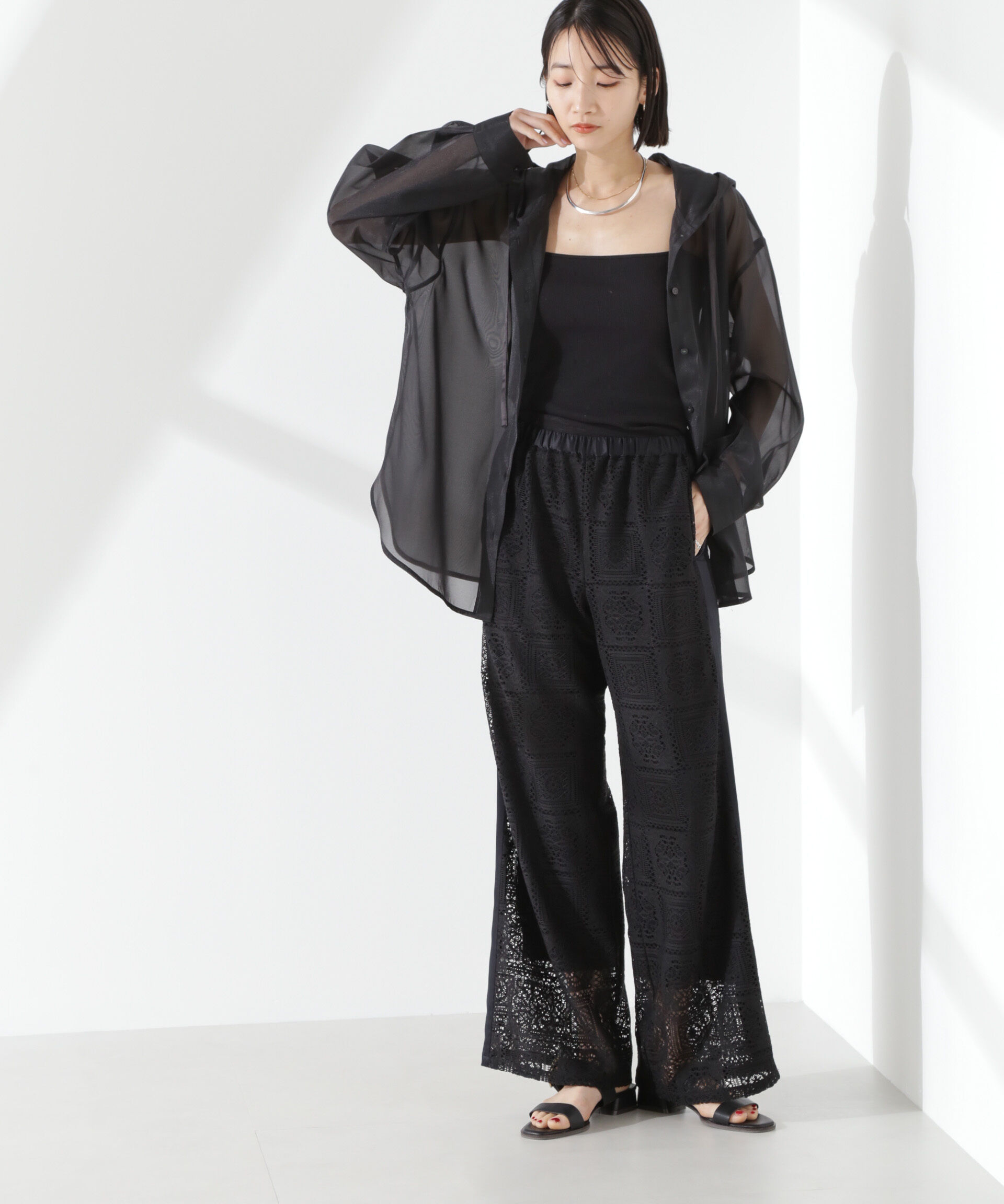 nano･universe「シアーフードシャツ」|シャツ・ブラウス|