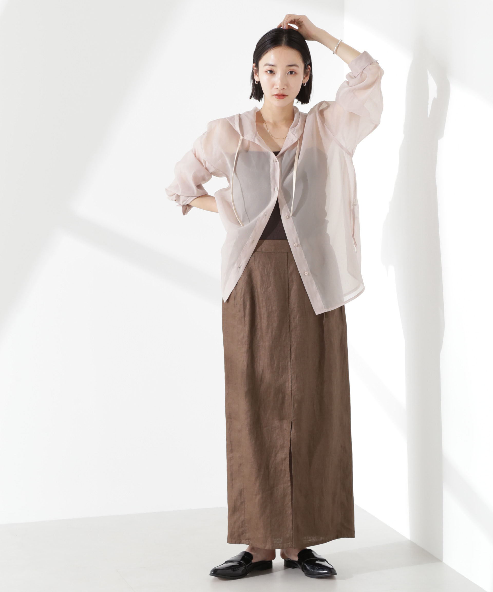 nano･universe「シアーフードシャツ」|シャツ・ブラウス|