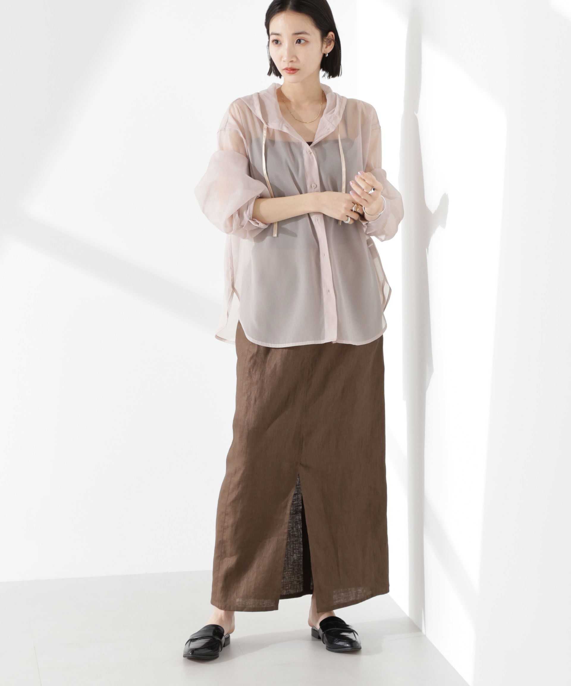 nano･universe「シアーフードシャツ」|シャツ・ブラウス|