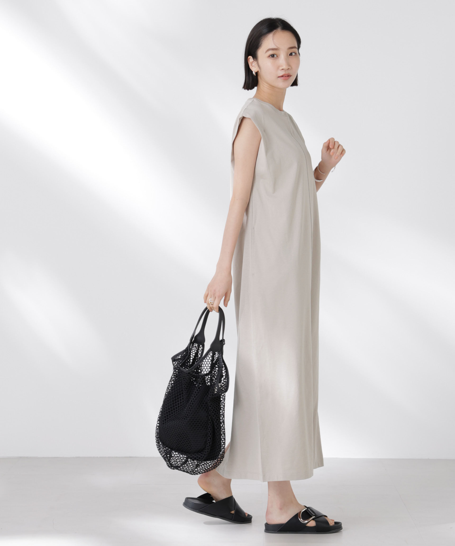 nano･universe「STORATECH 機能素材タックスリーブカットワンピース」|ワンピース|